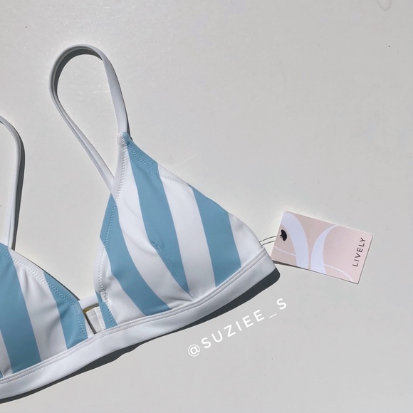Lively Blue Striped Bralette Bikini Top NWT M - Picture 5 of 9